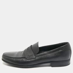 Prada Black Saffiano Leather Slip On Loafers Size 43