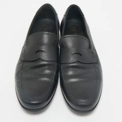 Prada Black Saffiano Leather Slip On Loafers Size 43