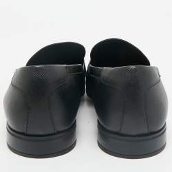 Prada Black Saffiano Leather Slip On Loafers Size 43