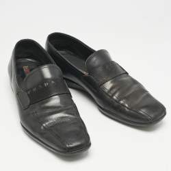 Prada Black Leather Penny Slip On Loafers Size 41.5
