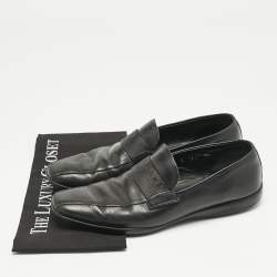 Prada Black Leather Penny Slip On Loafers Size 41.5