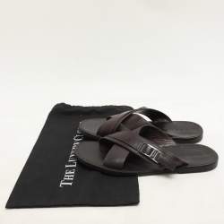 Prada Brown Leather Crisscross Slide Sandals Size 43.5