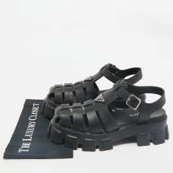 Prada Black Rubber Monolith Sandals Size 42