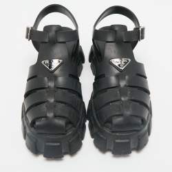 Prada Black Rubber Monolith Sandals Size 42