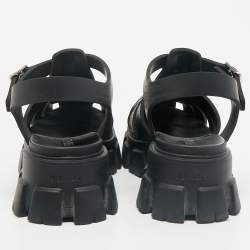 Prada Black Rubber Monolith Sandals Size 42