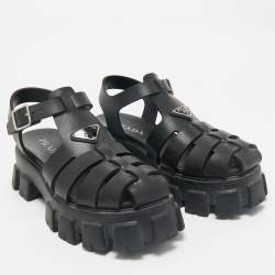 Prada Black Rubber Monolith Sandals Size 42