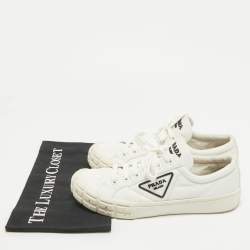 Prada White Nylon Double Wheel Lace Up Sneakers Size 41