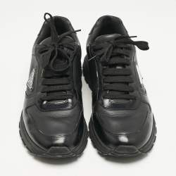 Prada Black Leather Prax 01 Low Top Sneakers Size 43