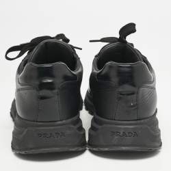 Prada Black Leather Prax 01 Low Top Sneakers Size 43