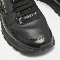 Prada Black Leather Prax 01 Low Top Sneakers Size 43