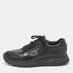 Prada Black Leather Prax 01 Low Top Sneakers Size 43