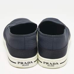 Prada Navy Blue Canvas Low Top Sneakers Size 42.5