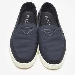 Prada Navy Blue Canvas Low Top Sneakers Size 42.5