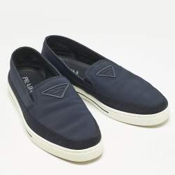 Prada Navy Blue Canvas Low Top Sneakers Size 42.5