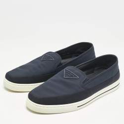 Prada Navy Blue Canvas Low Top Sneakers Size 42.5