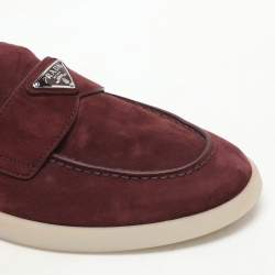 Prada Burgundy Suede Logo Loafers Size 39.5