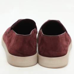 Prada Burgundy Suede Logo Loafers Size 39.5
