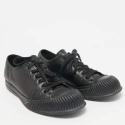 Prada Black Leather Lace Up Sneakers Size 42.5