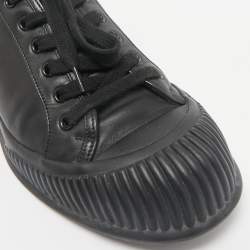 Prada Black Leather Lace Up Sneakers Size 42.5