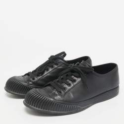 Prada Black Leather Lace Up Sneakers Size 42.5
