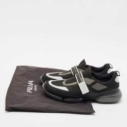 Prada Black  Knit Fabric And Leather Cloudbust Sneakers Size 42.5