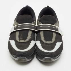 Prada Black  Knit Fabric And Leather Cloudbust Sneakers Size 42.5
