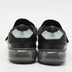 Prada Black  Knit Fabric And Leather Cloudbust Sneakers Size 42.5