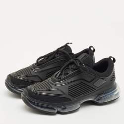 Prada Black Knit Fabric and Rubber Cloudbust Sneakers Size 41