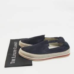 Prada Navy Blue Suede Slip On Espadrille Size 42.5