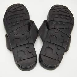 Prada Black Leather Thong Flat Sandals Size 46