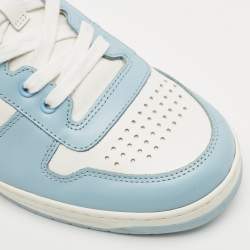 Prada White/Blue Leather Downtown Low Top Sneakers Size 41