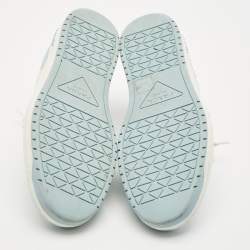 Prada White/Blue Leather Downtown Low Top Sneakers Size 41