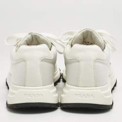 Prada White Leather and Nylon Prax 01 Sneakers Size 41