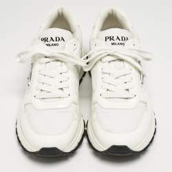 Prada White Leather and Nylon Prax 01 Sneakers Size 41
