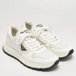 Prada White Leather and Nylon Prax 01 Sneakers Size 41