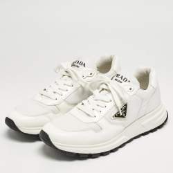 Prada White Leather and Nylon Prax 01 Sneakers Size 41