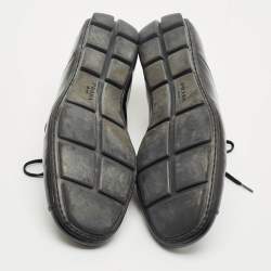 Prada Black Leather Low Top Sneakers Size 43