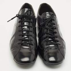 Prada Black Leather Low Top Sneakers Size 43