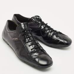 Prada Black Leather Low Top Sneakers Size 43