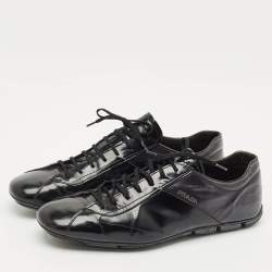 Prada Black Leather Low Top Sneakers Size 43