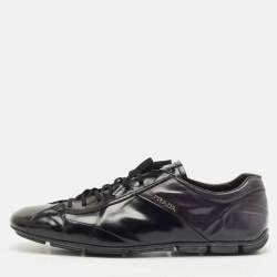Prada Black Leather Low Top Sneakers Size 43