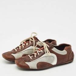 Prada Sport Multicolor Leather And Mesh Lace Up Low Top Sneakers Size 41