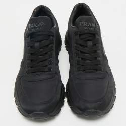 Pre Owned Prada Black Re-Nylon Prax Logo Low Top Sneakers Size 40