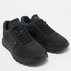 Pre Owned Prada Black Re-Nylon Prax Logo Low Top Sneakers Size 40