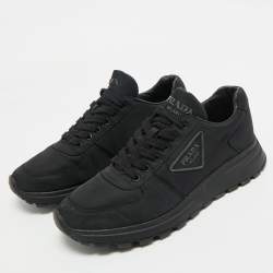 Pre Owned Prada Black Re-Nylon Prax Logo Low Top Sneakers Size 40