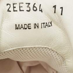 مملوكة مسبقًا Prada White/Green Leather Downtown Low Top Sneakers Size 45