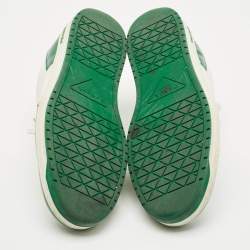 مملوكة مسبقًا Prada White/Green Leather Downtown Low Top Sneakers Size 45