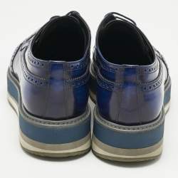 Pre Owned Prada Blue Ombre Brogue Leather Lace Up Derby Size 42.5