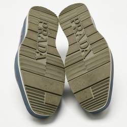 Pre Owned Prada Blue Ombre Brogue Leather Lace Up Derby Size 42.5