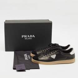 Pre Owned Prada Black Leather and Suede Lane Sneakers Size 43